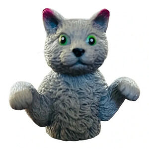 Finger Cats Finger Puppet Grey Cat‎ Soft Vinyl Kitty Puppet Show 2 inches